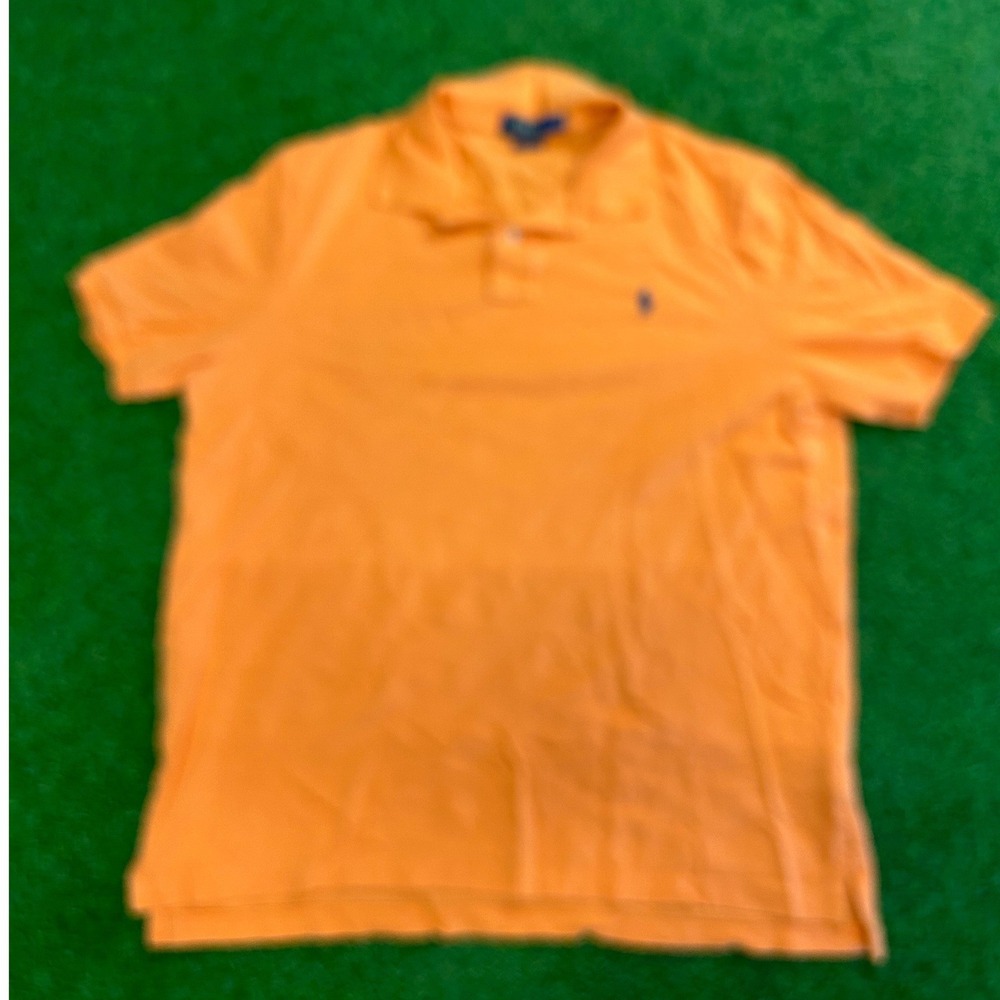 Polo Ralph Lauren Mens Orange Short Sleeve Classic Fit Pique Polo Shirt Large